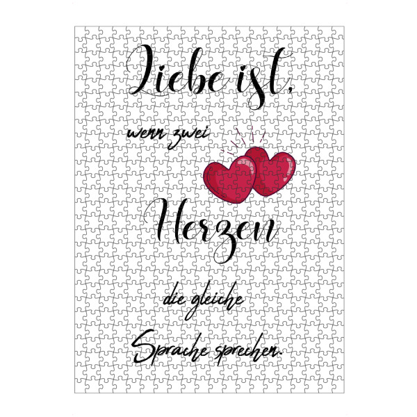 artboxONE Puzzle "Zwei Herzen" artboxONE - Typografie,Liebe - Herz,Liebe,Sprache,Reden,Mann,Typografie,Typo,Frau,Paar,Love,Handschrift,Heart