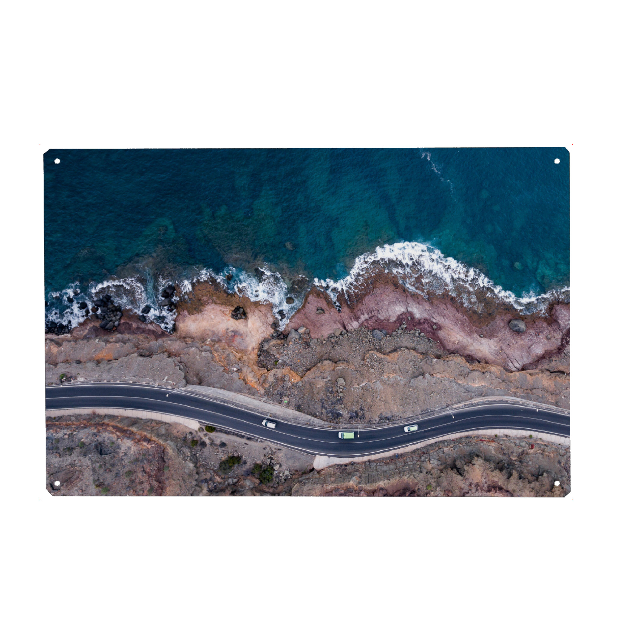 Metall Poster "Coastal road" artboxONE - Natur,Reise,Abstrakt,Reise / Strand und Meer,Automobile