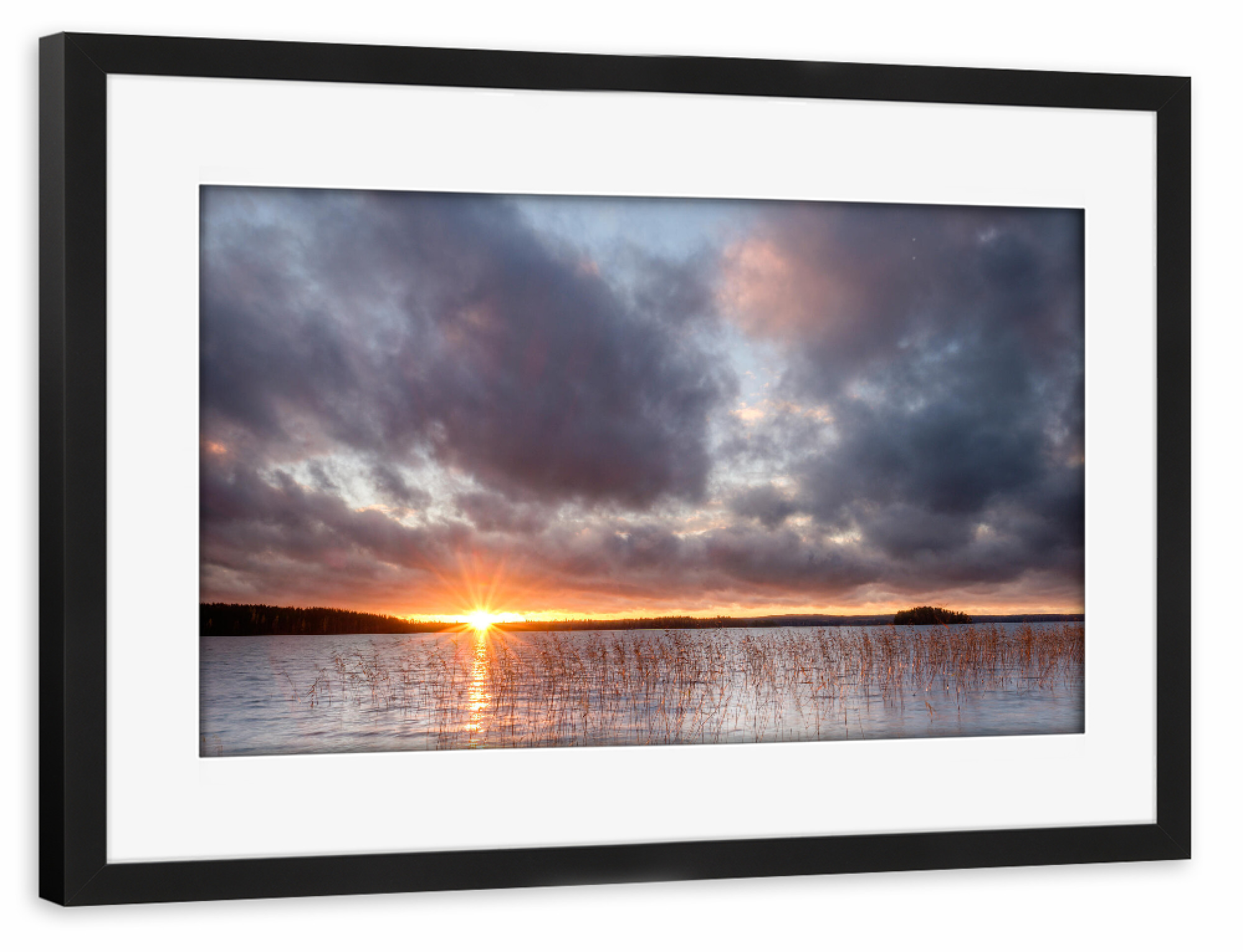 Poster mit Rahmen schwarz "Sonnenuntergang in Finnland" artboxONE - Natur,Reise,Reise / Strand und Meer