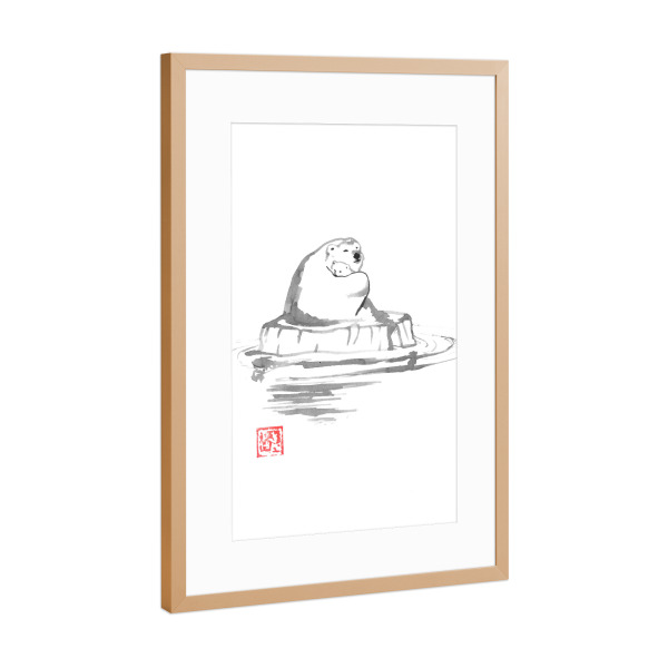 Poster mit Rahmen Kupfer "Polar bears on iceberg" artboxONE - Tiere,Abstrakt