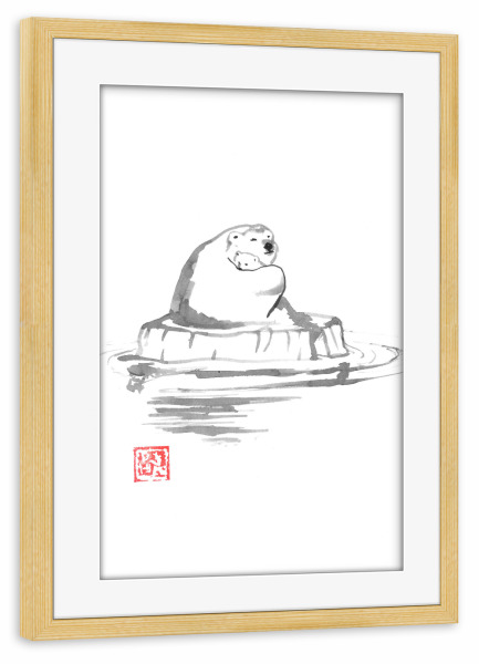 Poster mit Rahmen kiefer "Polar bears on iceberg" artboxONE - Tiere,Abstrakt