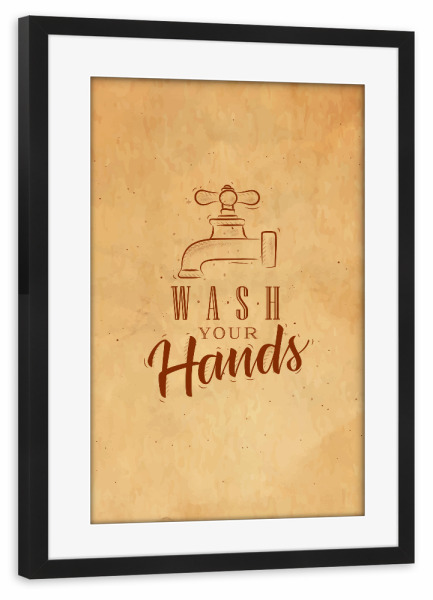 Poster mit Rahmen schwarz "Bathroom faucet graphic craft" artboxONE - Typografie,Für Kinder,Für Mama,Für Papa