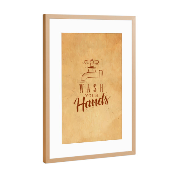Poster mit Rahmen Kupfer "Bathroom faucet graphic craft" artboxONE - Typografie,Für Kinder,Für Mama,Für Papa