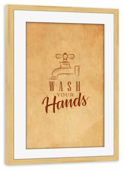 Poster mit Rahmen kiefer "Bathroom faucet graphic craft" artboxONE - Typografie,Für Kinder,Für Mama,Für Papa