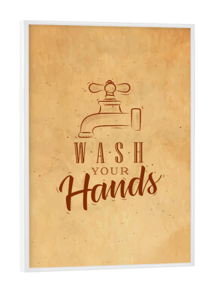 Poster mit weißem Rahmen "Bathroom faucet graphic craft" artboxONE - Typografie,Für Kinder,Für Mama,Für Papa