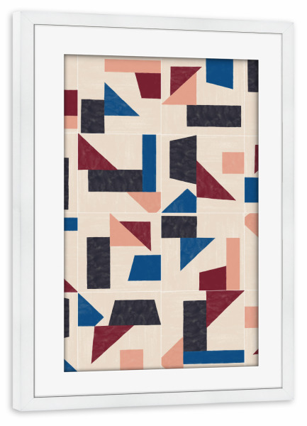 Poster mit Rahmen weiß "Tangram Wall Tiles Third" artboxONE - Abstrakt,Geometrie