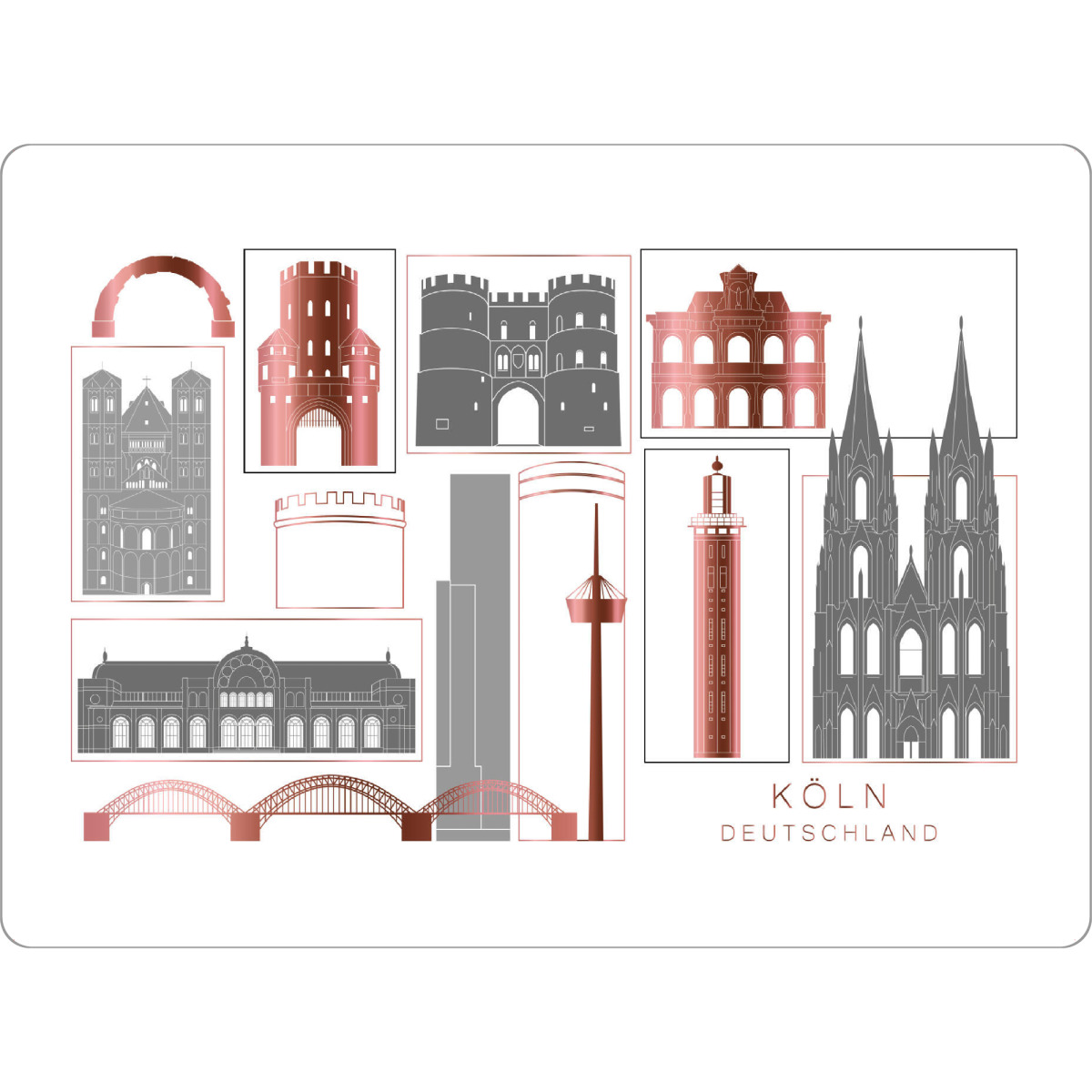 Tischset "Cologne skyline rosegold" artboxONE - Städte,Städte / Köln,Reise,Architektur