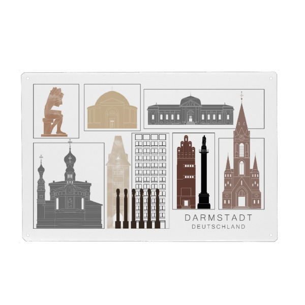 Metall Poster "Darmstadt skyline black & brown" artboxONE - Städte,Reise,Architektur