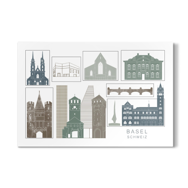 Galerie-Print "Basel skyline navy" 30x20 cm artboxONE