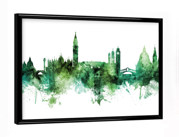 Poster mit schwarzem Rahmen "Venice Italy Skyline Green" artboxONE - Städte,Städte / Venedig