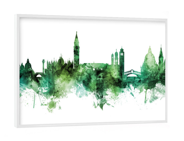 Poster mit weißem Rahmen "Venice Italy Skyline Green" artboxONE - Städte,Städte / Venedig