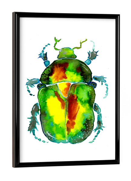 Poster mit schwarzem Rahmen "Goldglänzender Rosenkäfer" artboxONE - Natur,Tiere,Abstrakt