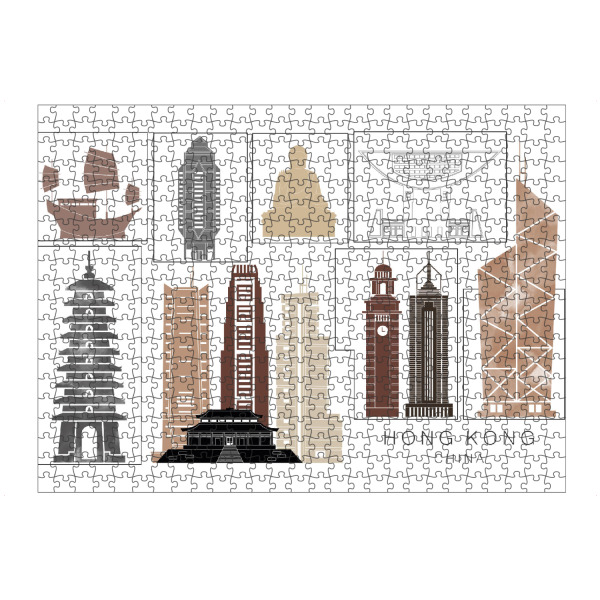 artboxONE Puzzle "Hong Kong skyline black & brown" artboxONE - Städte,Reise,Architektur