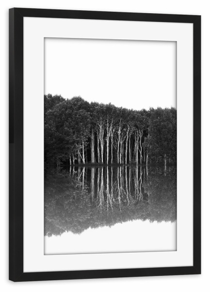 Poster mit Rahmen schwarz "Spiegeltor" artboxONE - Natur,Schwarzweiß