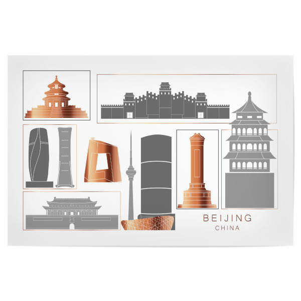 Poster 30x20 cm "Beijing skyline copper" artboxONE - Städte,Reise,Architektur