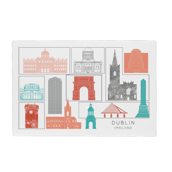 Metall Poster "Dublin skyline coral" artboxONE - Städte,Reise,Architektur