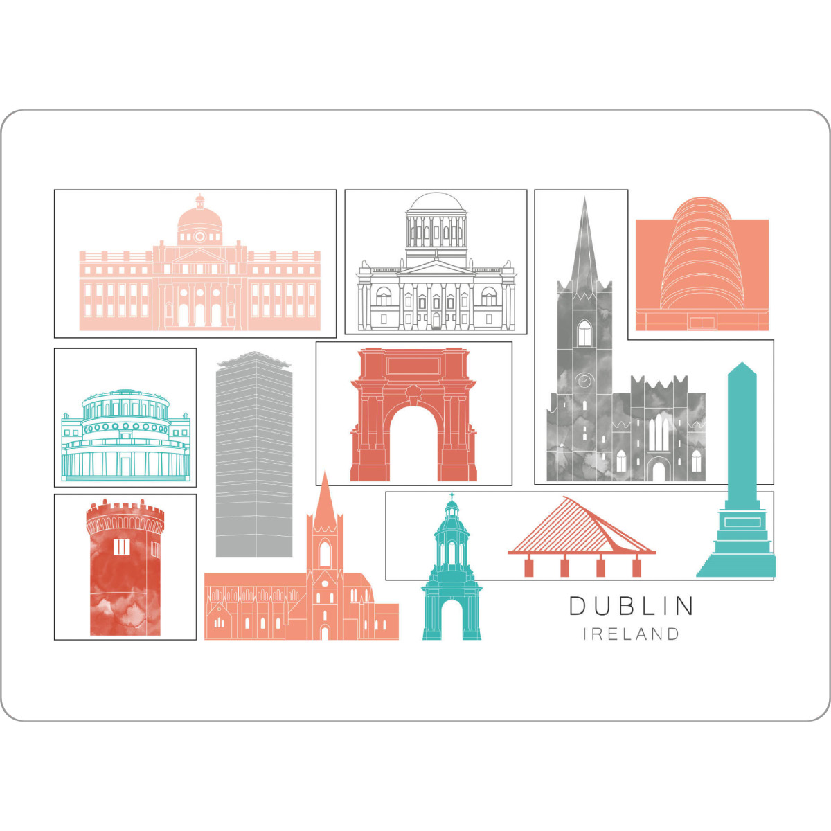 Tischset "Dublin skyline coral" artboxONE - Städte,Reise,Architektur