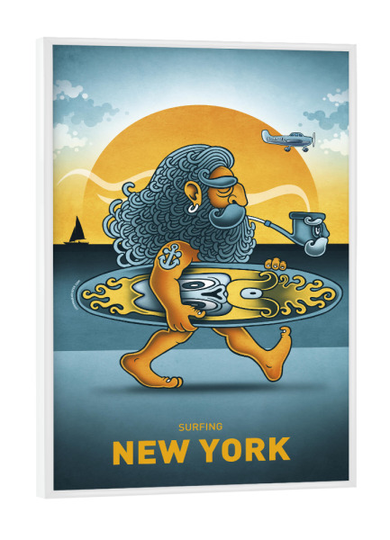 Poster mit weißem Rahmen "New York Surfer" artboxONE - Städte,Städte / New York,Streetart