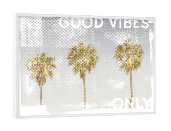 Poster mit weißem Rahmen "Vintage Palmen | good vibes only" artboxONE - Natur,Reise / Strand und Meer