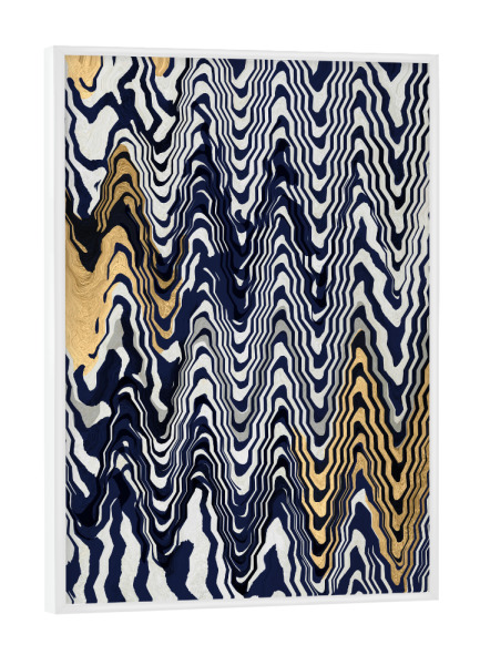 Poster mit weißem Rahmen "Abstract blue and gold" artboxONE - Abstrakt - Blatt,Pantone 2020,Tropical,Blue,Classic,Abstract,Abstrakt,Colorful,Bunt