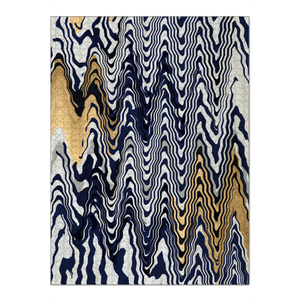 Puzzle Ravensburger "Abstract blue and gold" artboxONE - Abstrakt - Blatt,Pantone 2020,Tropical,Blue,Classic,Abstract,Abstrakt,Colorful,Bunt