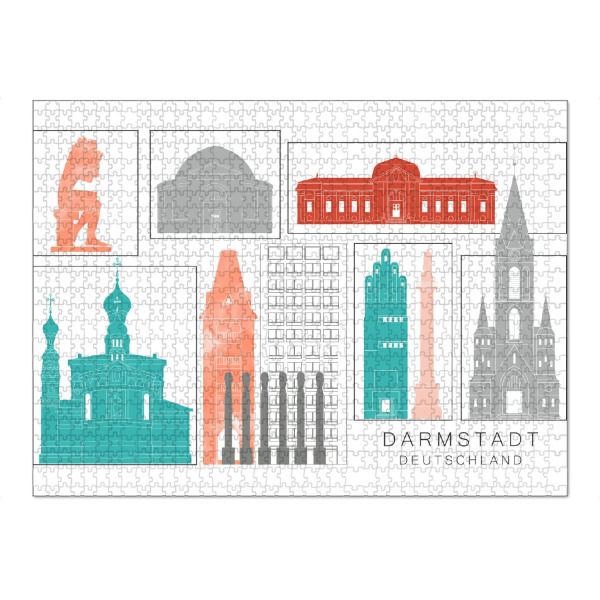 Puzzle Ravensburger "Darmstadt skyline coral" artboxONE - Städte,Reise,Architektur