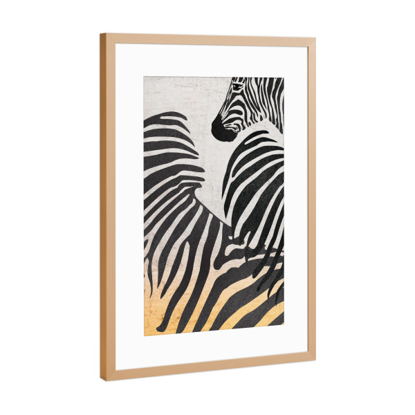 Poster mit Rahmen Kupfer "Abstract Zebras" artboxONE - Natur,Tiere,Abstrakt