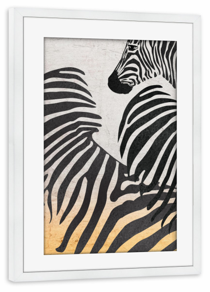 Poster mit Rahmen weiß "Abstract Zebras" artboxONE - Natur,Tiere,Abstrakt
