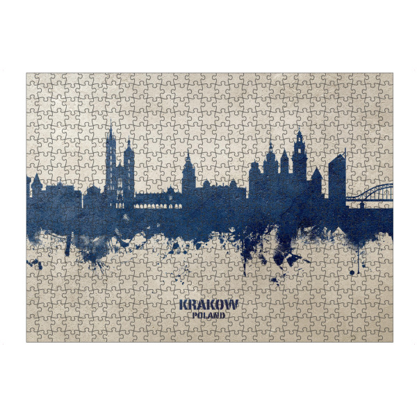 artboxONE Puzzle "Krakow Poland Skyline PaintBlue" artboxONE - Städte