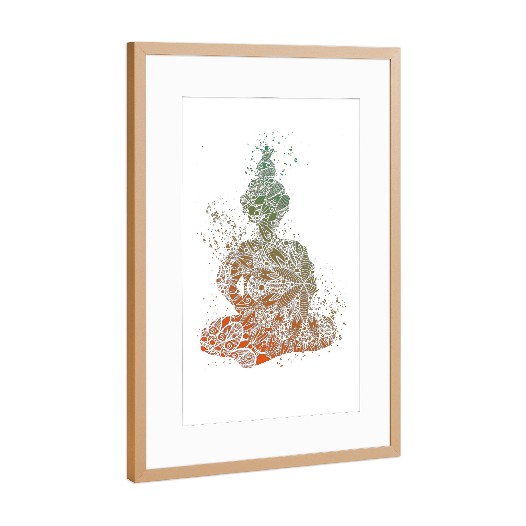 Poster mit Rahmen Kupfer "Mandala Buddha Silhouette" artboxONE - Menschen,Reise / Asien