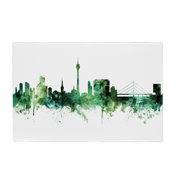 Holzbild "Düsseldorf Germany Skyline Green" artboxONE - Städte,Städte / Düsseldorf
