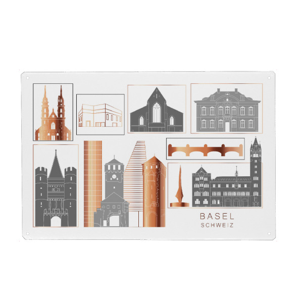 Metall Poster "Basel skyline copper" artboxONE - Städte,Reise,Architektur