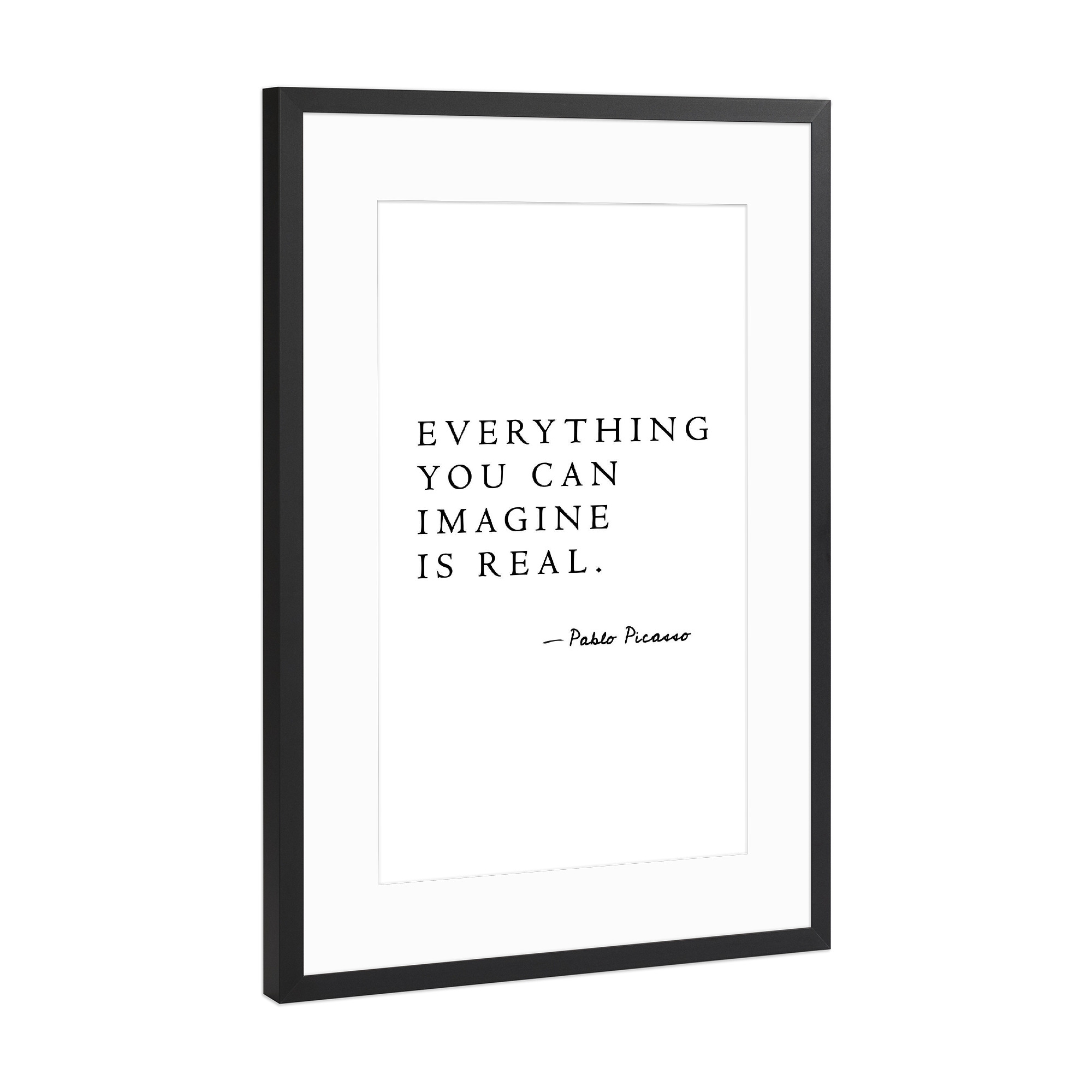 Poster mit Rahmen Schwarz (Metallic) "Imagine" artboxONE - Typografie,Menschen
