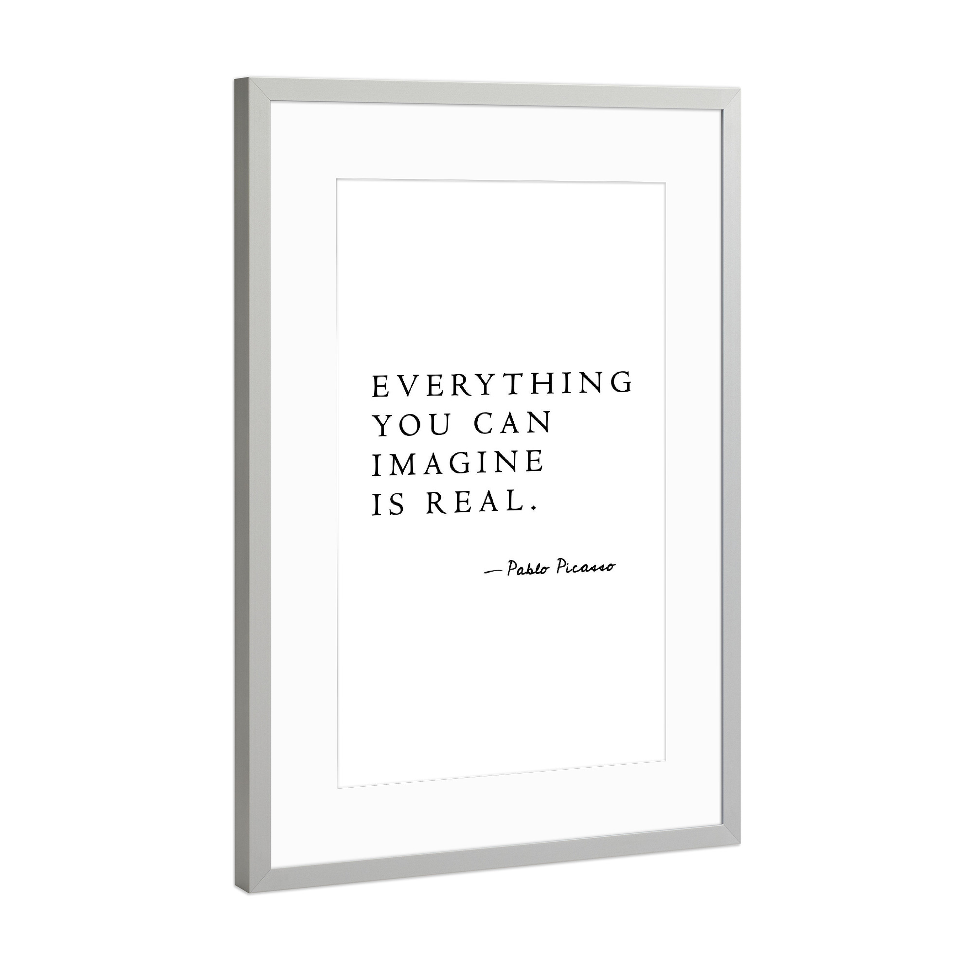 Poster mit Rahmen Silber "Imagine" artboxONE - Typografie,Menschen