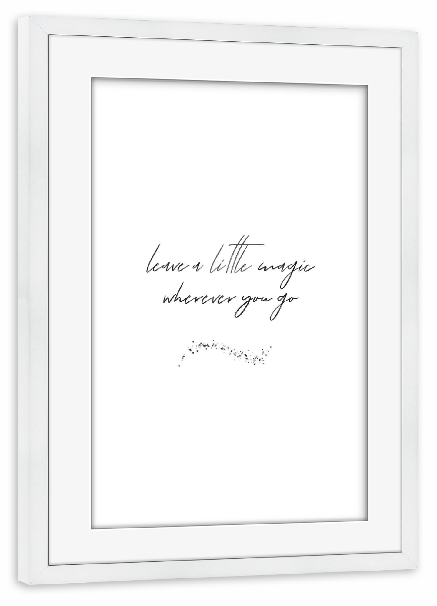 Poster mit Rahmen weiß "Leave a little magic" artboxONE - Typografie,Menschen - Magic,Typo,Typografie,Typography,Zauber,Verzaubern,Magie