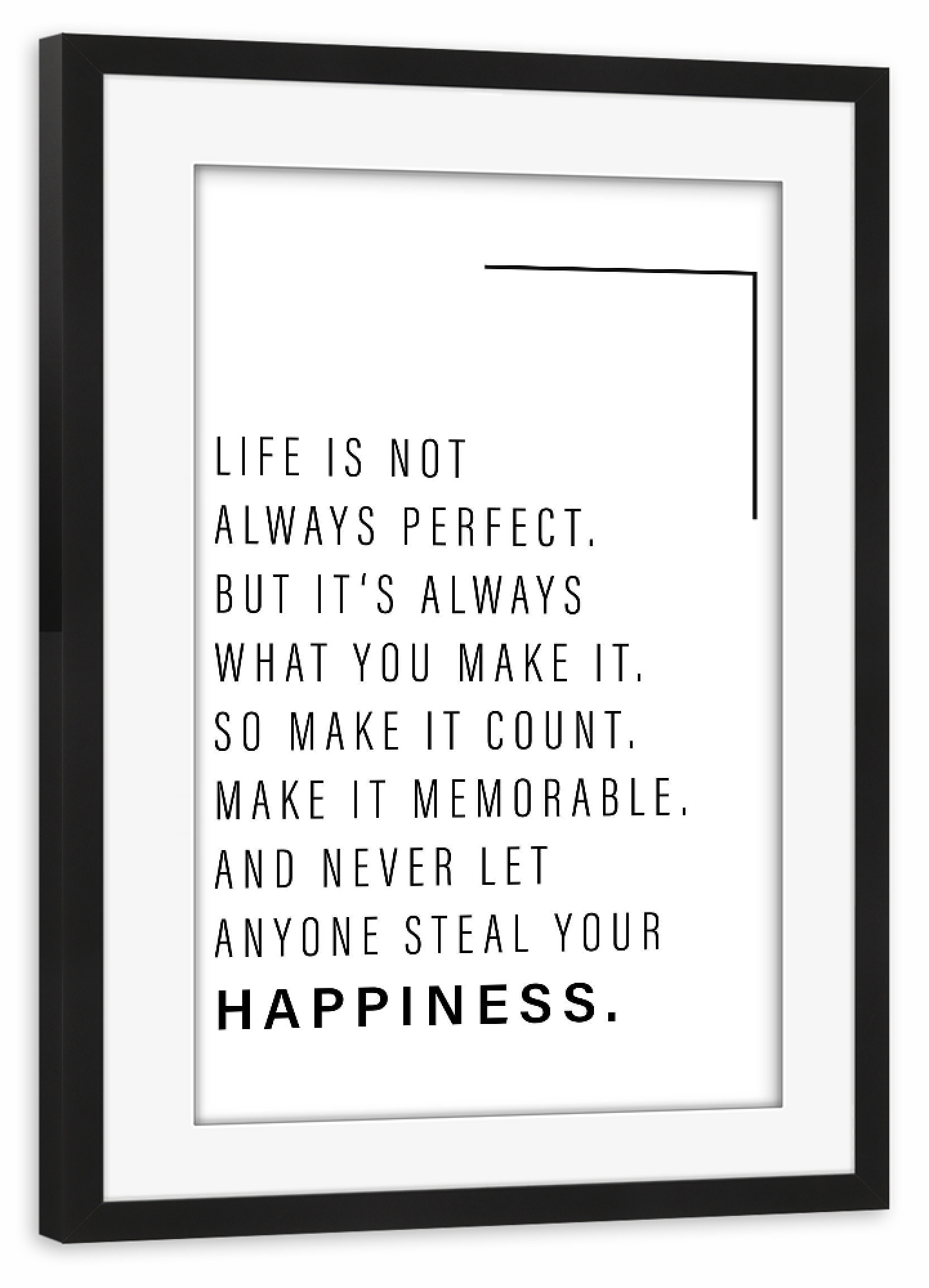 Poster mit Rahmen schwarz "Life sense" artboxONE - Typografie,Menschen - Life,Sense,Lebenssinn,Leben,Sinn,Memorable,Happy,Glücklich