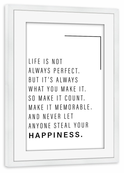 Poster mit Rahmen weiß "Life sense" artboxONE - Typografie,Menschen - Life,Sense,Lebenssinn,Leben,Sinn,Memorable,Happy,Glücklich
