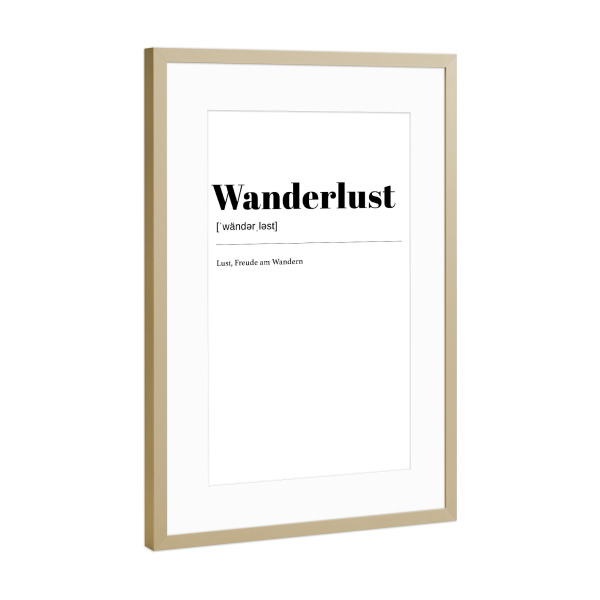 Poster mit Rahmen Gold "Wanderlust - Definition" artboxONE - Natur,Reise,Menschen,Reise / Länder