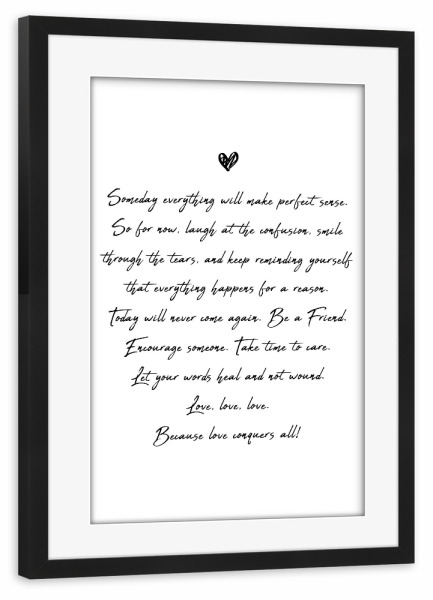 Poster mit Rahmen schwarz "Life inspiration quote" artboxONE - Typografie,Menschen,Liebe