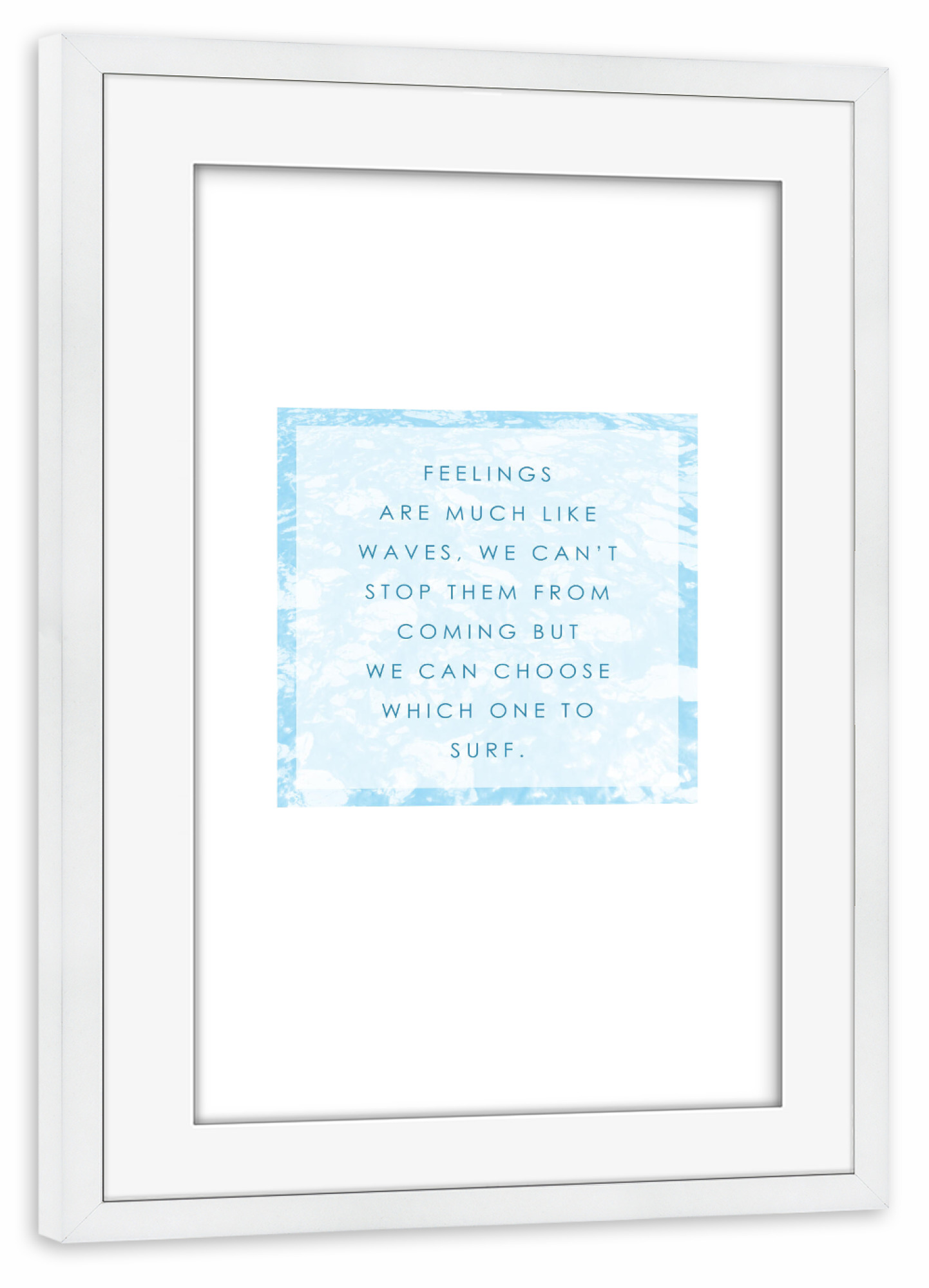 Poster mit Rahmen weiß "Feelings like waves" artboxONE - Typografie,Menschen