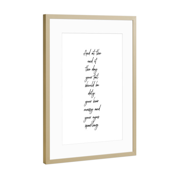 Poster mit Rahmen Gold "Happy Life quote" artboxONE - Typografie,Menschen,Lustig