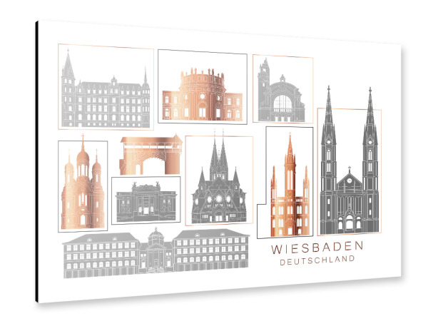 Alu-Dibond "Wiesbaden skyline copper" 30x20 cm artboxONE