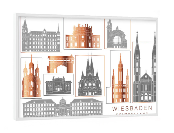 Poster mit weißem Rahmen "Wiesbaden skyline copper" artboxONE - Städte,Reise,Architektur
