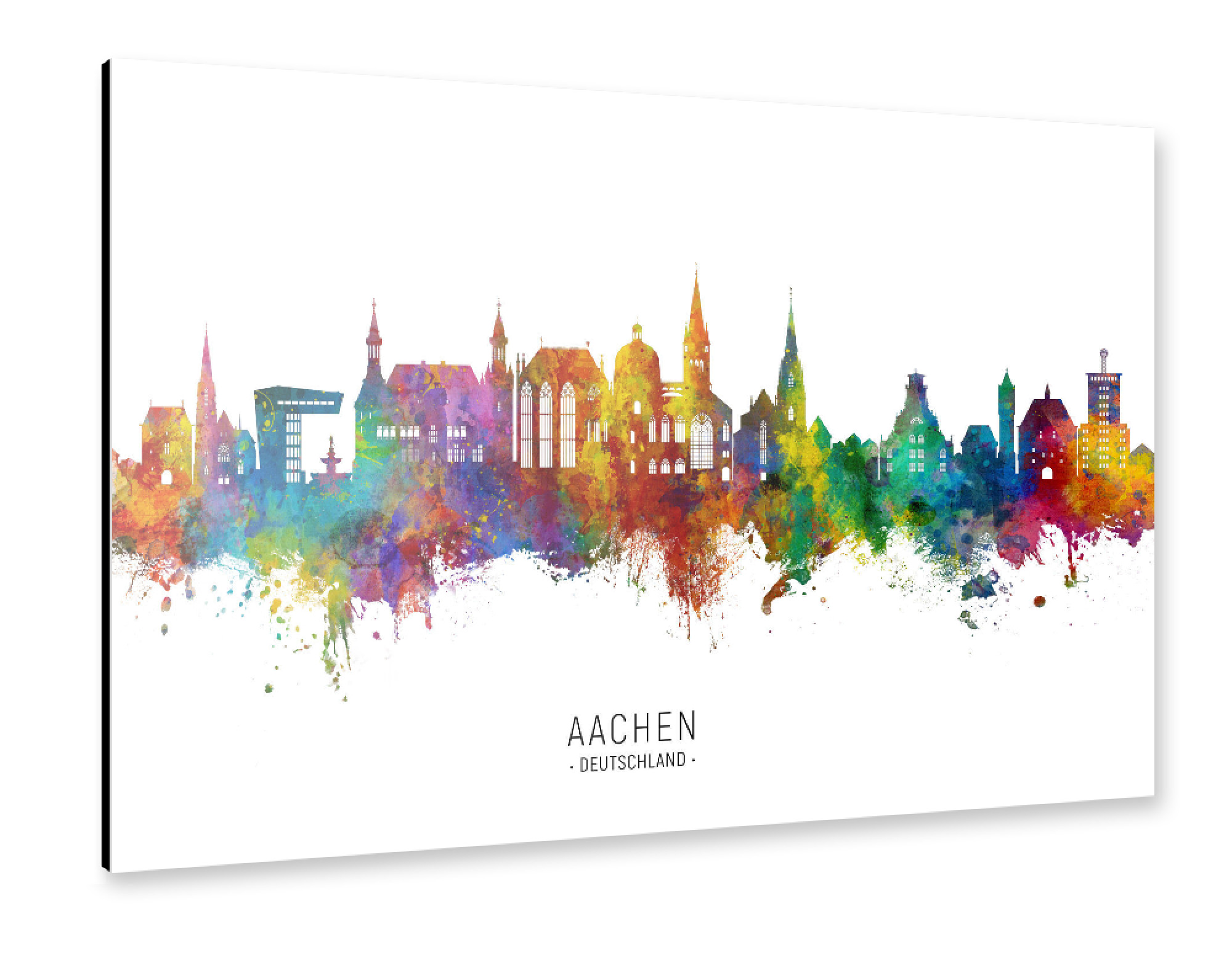 Alu-Dibond "Aachen Germany Skyline txt" 75x50 cm artboxONE