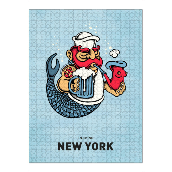 Puzzle Ravensburger "New York Sailor Mermaid" artboxONE - Städte,Städte / New York,Reise,Streetart,Lustig