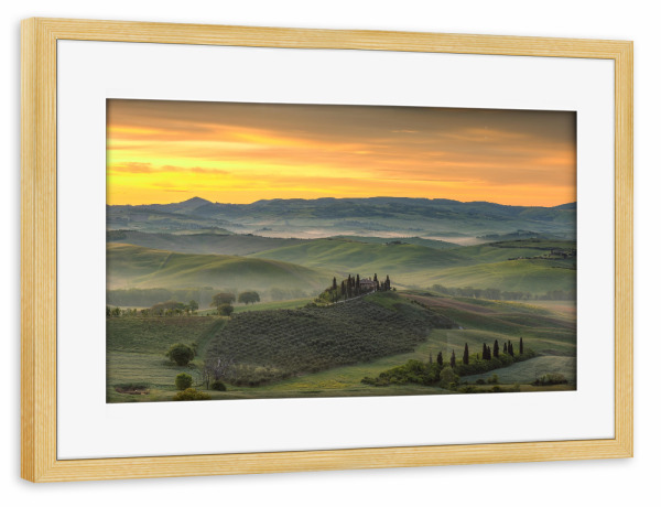 Poster mit Rahmen kiefer "Morgenstimmung in der Toskana" artboxONE - Natur,Reise,Reise / Länder