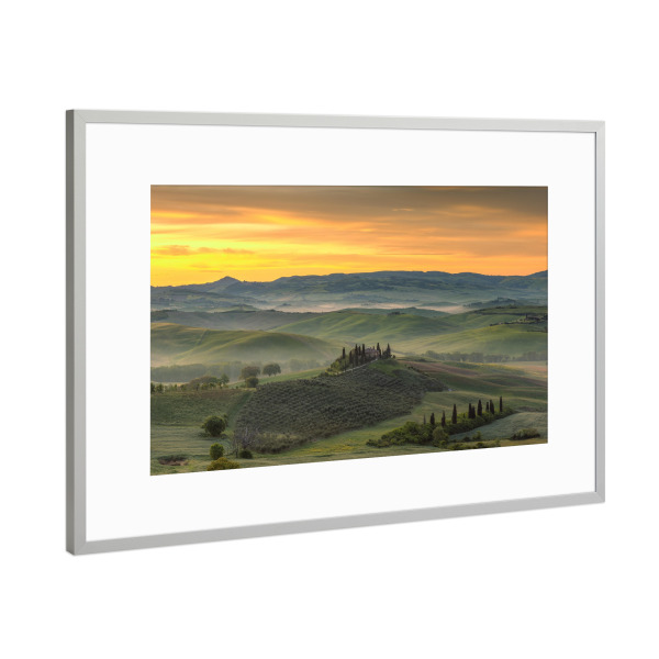 Poster mit Rahmen Silber "Morgenstimmung in der Toskana" artboxONE - Natur,Reise,Reise / Länder