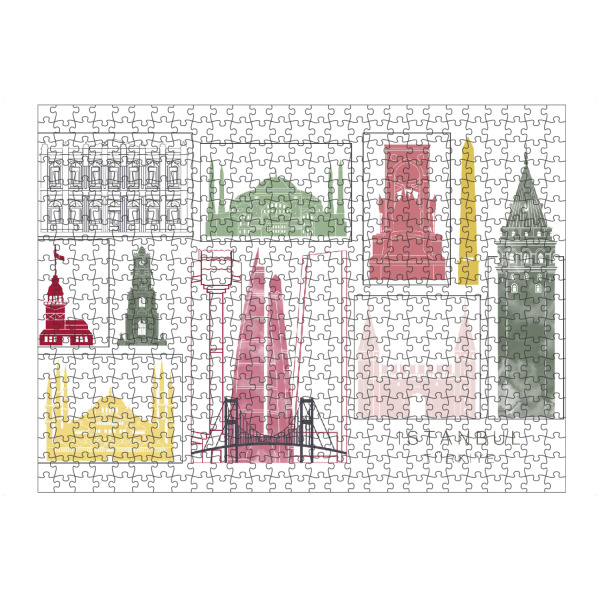 artboxONE Puzzle "Istanbul skyline burgundy" artboxONE - Städte,Reise,Architektur,Städte / Istanbul,Kartografie