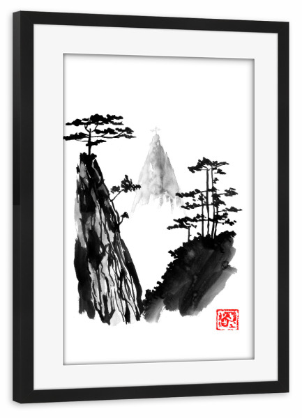 Poster mit Rahmen schwarz "Holy mountain" artboxONE - Natur