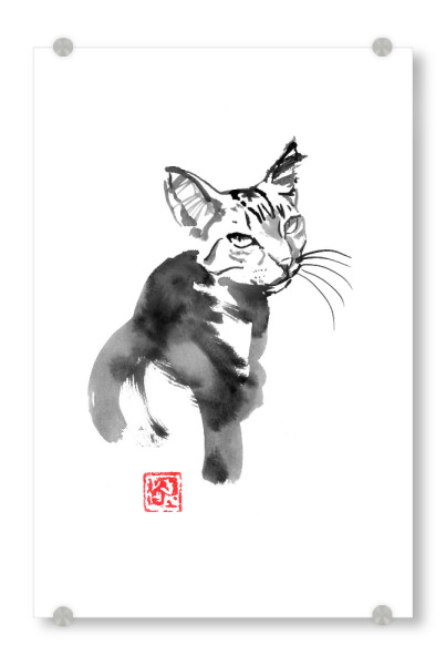 Acrylglasbild "Mother cat" artboxONE - Tiere - Cat,Neko,Japan,Sumie,Katze,Malerei,Animal,Pet,Tier,Schwarzweiß,Blackandwhite